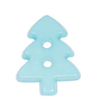 Kids button as a Christmas tree in light blue 17 mm 0,67 inch